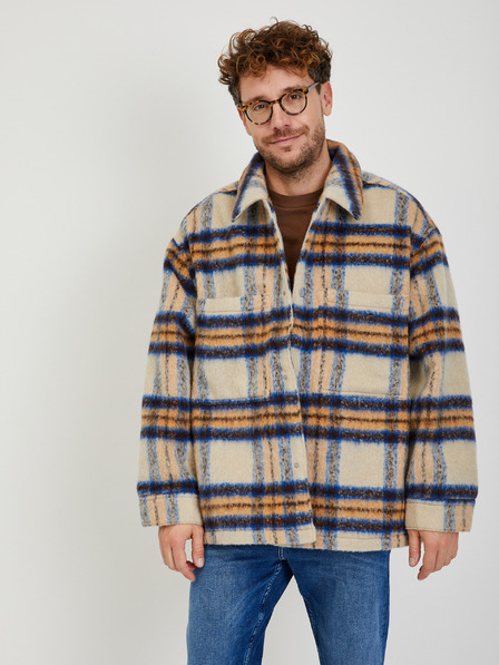 Levi's® Bézs színű férfi Levi's® Portola kockás gyapjúkeverék ingkabát