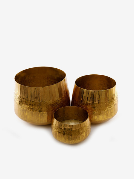 SIFCON Három darab aranyszínű fém virágcserép készlet SIFCON