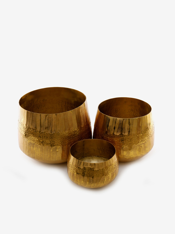 SIFCON Három darab aranyszínű fém virágcserép készlet SIFCON