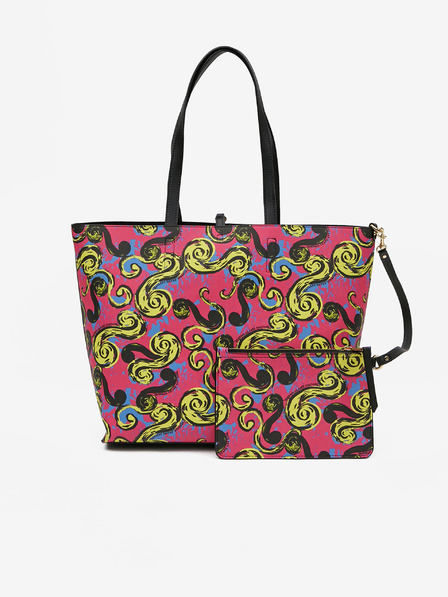 Versace Jeans Couture Fekete és rózsaszín női mintás, fordítható shopper Versace Jeans Couture
