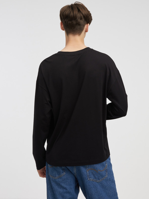 HUGO Fekete hosszú ujjú férfi póló HUGO