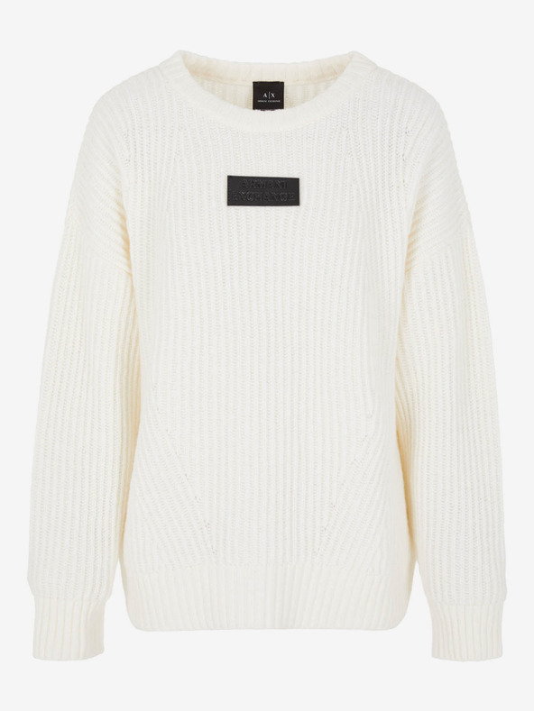 Armani Exchange Krémszínű Armani Exchange női gyapjúpulóver