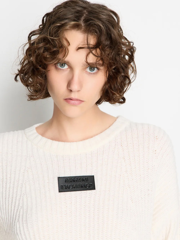 Armani Exchange Krémszínű Armani Exchange női gyapjúpulóver