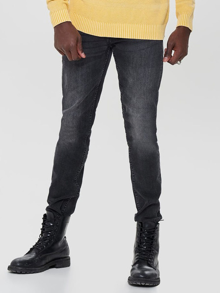 ONLY & SONS Fekete, hímzett hatású skinny farmer ONLY & SONS Loom