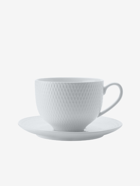 Maxwell & Williams Fehér porcelán Diamonds 220 ml-es Maxwell & Williams teáscsésze és csészealj.