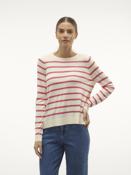 Vero Moda Rózsaszín és krémszínű női csíkos pulóver Vero Moda Nova