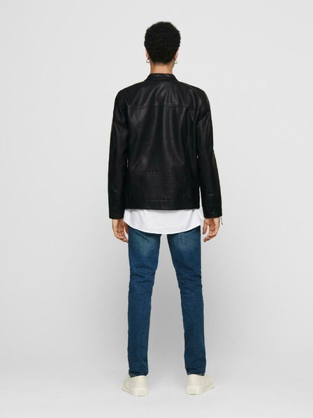 ONLY & SONS Fekete férfi bőrdzseki ONLY & SONS Sal