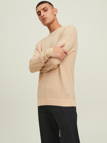 Jack & Jones Bézs színű férfi Jack & Jones Atlas mintás pulóver