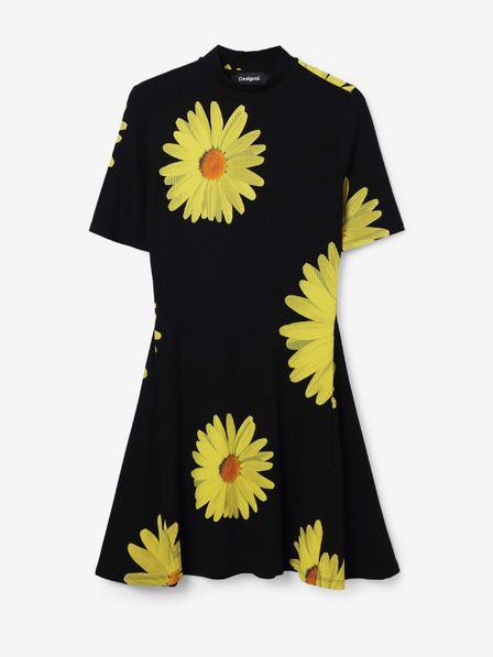 Desigual Desigual Margaritas sárga-fekete női virágos ruha