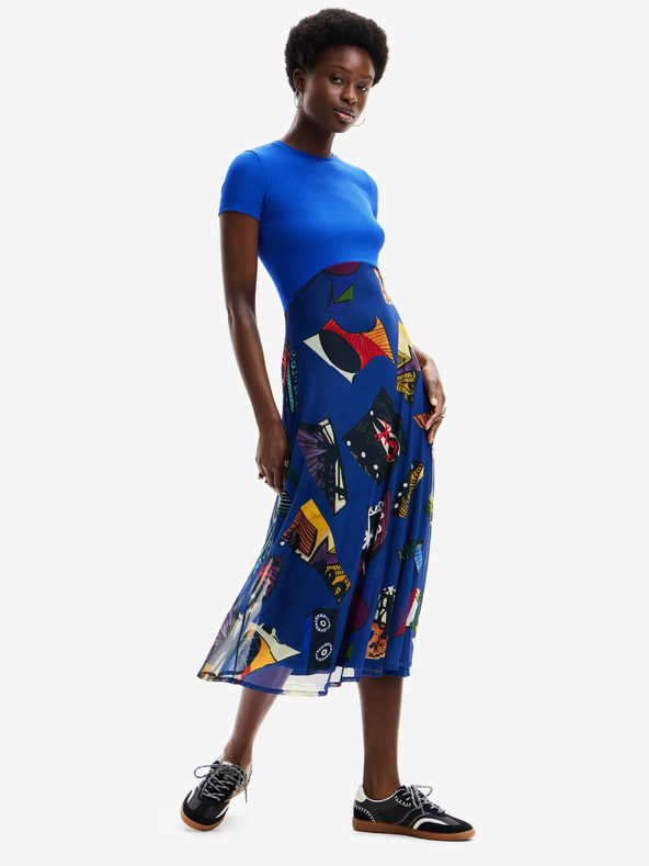 Desigual Kék női mintás midi ruha Desigual Lin Lacroix Desigual Lila Lacroix