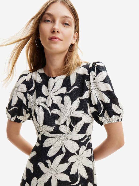 Desigual Desigual Nashville fehér-fekete női virágos ruha Desigual Nashville fehér-fekete női virágos ruha
