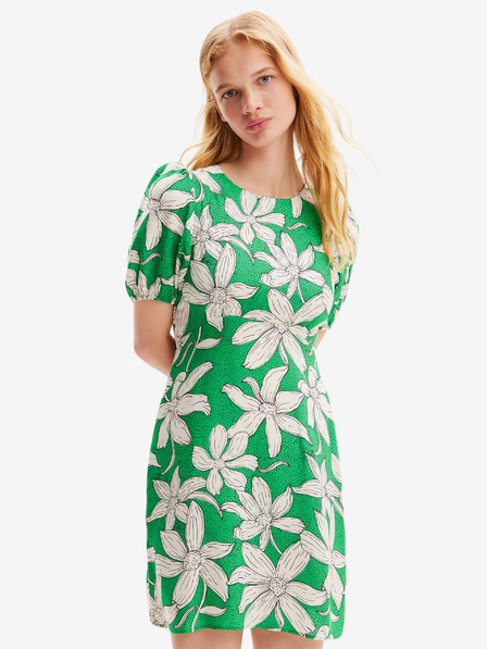 Desigual Desigual Nashville fehér és zöld női virágos ruha Desigual Nashville fehér és zöld női virágos ruha
