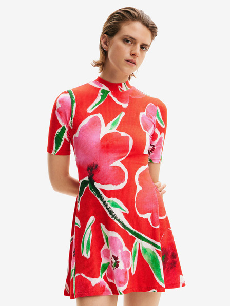 Desigual Piros női virágos kötött ruha Desigual Boston piros női virágos kötött ruha Desigual Boston