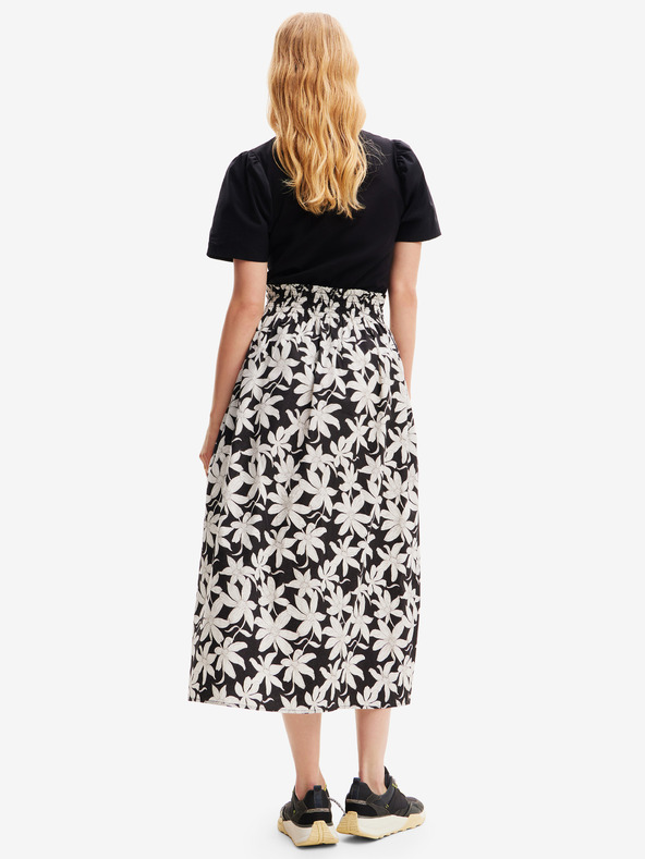 Desigual Fehér és fekete Desigual Marlon női virágos midi ruha Desigual Marlon női virágos midi ruha