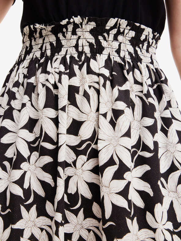 Desigual Fehér és fekete Desigual Marlon női virágos midi ruha Desigual Marlon női virágos midi ruha