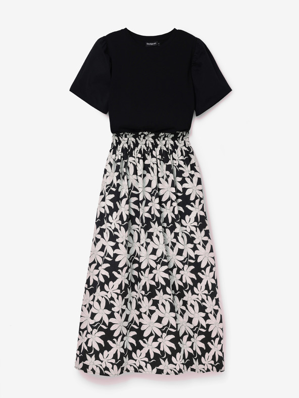 Desigual Fehér és fekete Desigual Marlon női virágos midi ruha Desigual Marlon női virágos midi ruha