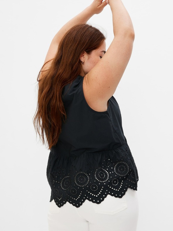 GAP Bavlněný peplum crop top s krajkou GAP