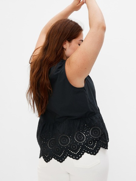 GAP Bavlněný peplum crop top s krajkou GAP