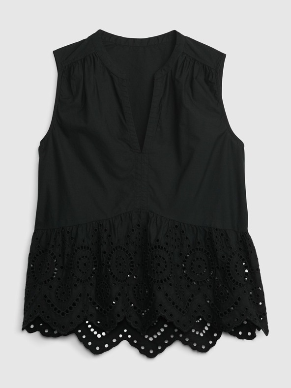 GAP Bavlněný peplum crop top s krajkou GAP