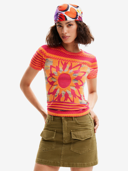 Desigual Desigual Sun Blue női narancssárga kötött póló