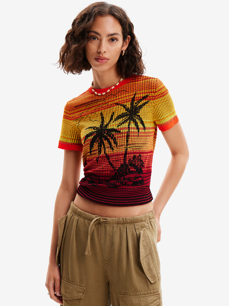 Desigual Sárga és narancssárga Desigual Dubai női kötött póló