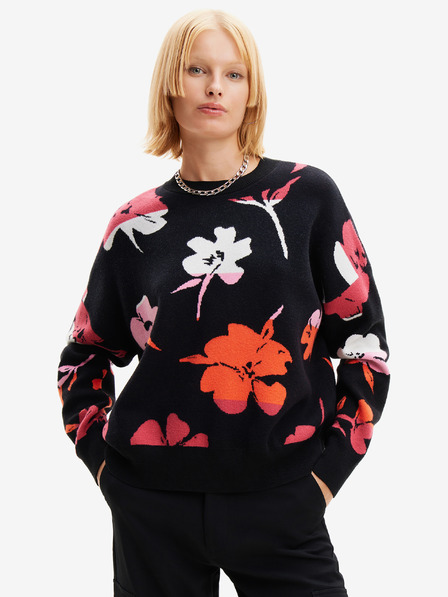 Desigual Piros és fekete női Desigual Luca virágos pulóver virágos Desigual Luca