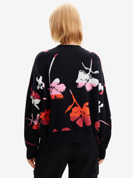 Desigual Piros és fekete női Desigual Luca virágos pulóver virágos Desigual Luca