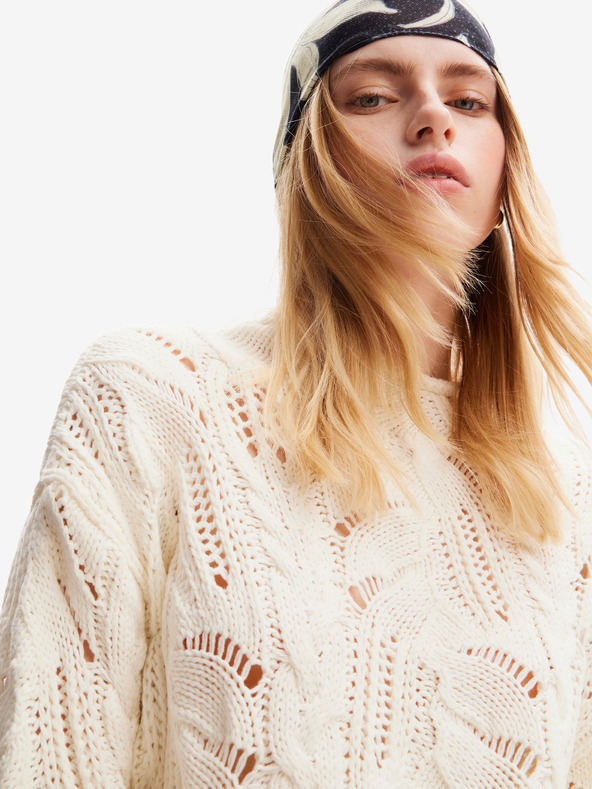 Desigual Desigual Milano krémszínű gyapjú keverék női kardigán