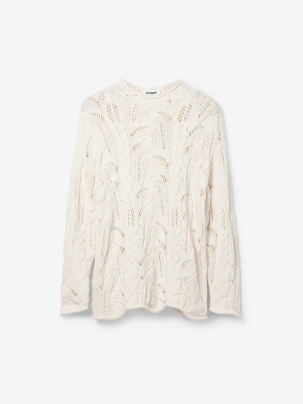 Desigual Desigual Milano krémszínű gyapjú keverék női kardigán