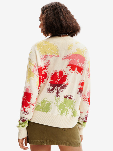 Desigual Piros és krémszínű női virágos kardigán Desigual Join