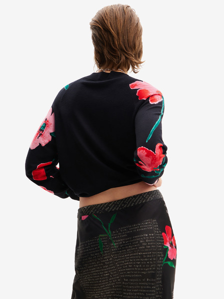 Desigual Fekete női virágos pulóver Desigual Demis