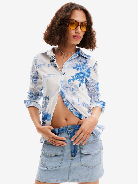 Desigual Kék-fehér női mintás ing Desigual Flowers Virágok Hírek