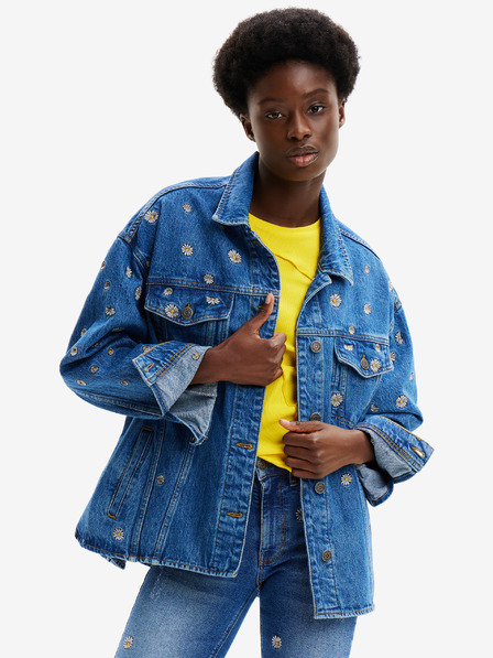 Desigual Kék női virágos farmerdzseki Desigual Flowers Virágok