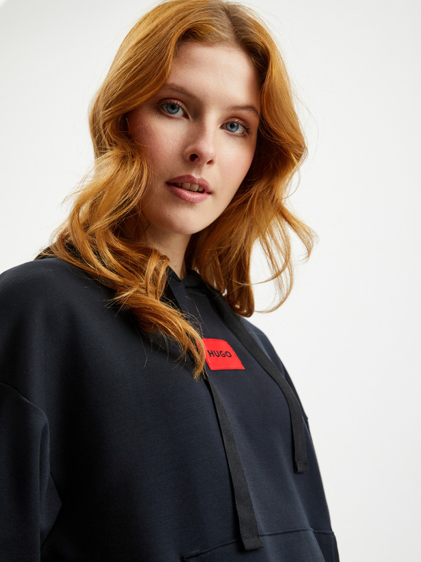 HUGO HUGO fekete női kapucnis pulóver