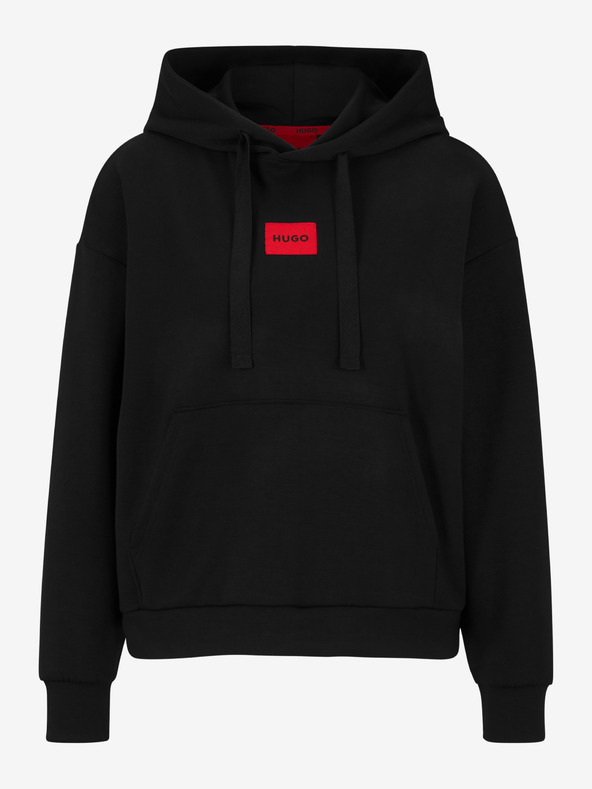 HUGO HUGO fekete női kapucnis pulóver