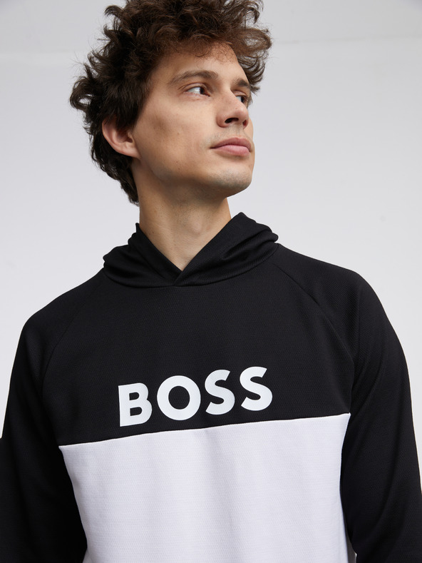 BOSS Férfi fehér és fekete Hugo Boss kapucnis férfi pulóver