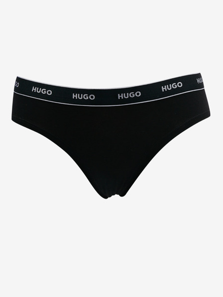 HUGO Három darabos női fekete-fehér HUGO bugyi szett
