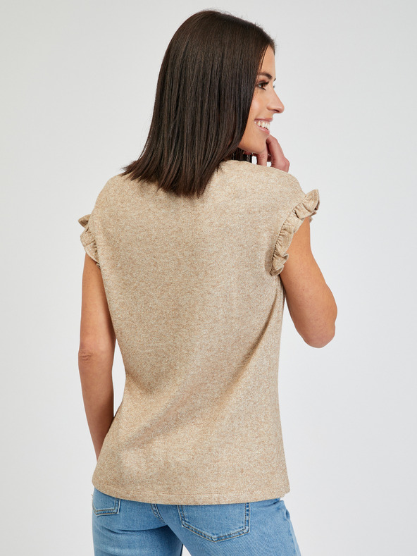 Orsay ORSAY világosbarna csíkos női póló