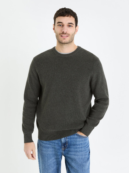 Celio Sötétszürke férfi basic pulóver Celio Gexter