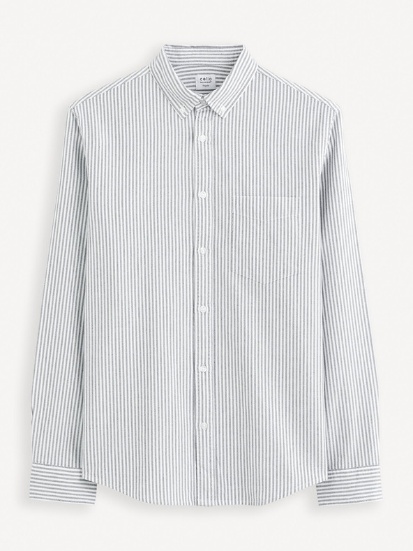 Celio Világosszürke férfi csíkos ing Celio Caoxfordy