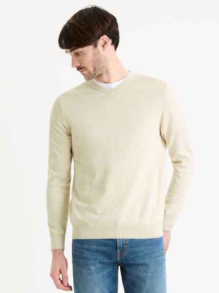 Celio Krémszínű férfi alap pulóver Celio Decotonv