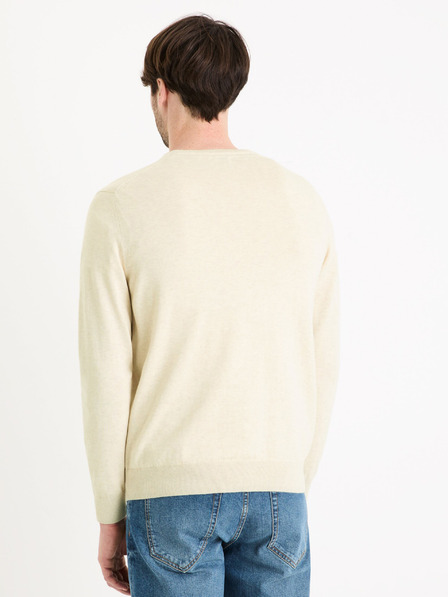 Celio Krémszínű férfi alap pulóver Celio Decotonv