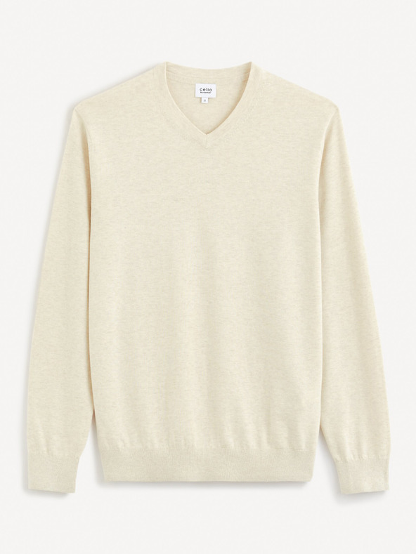 Celio Krémszínű férfi alap pulóver Celio Decotonv