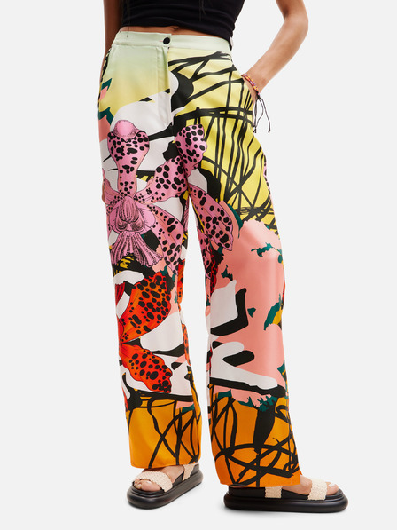 Desigual Sárga és rózsaszín női mintás selyem nadrág Desigual Ericeira Lacroix Ericeira Lacroix