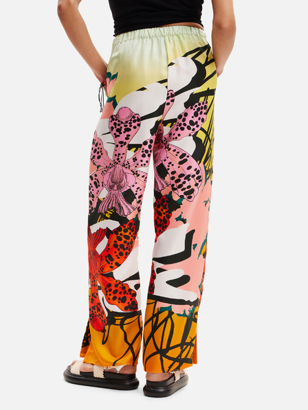 Desigual Sárga és rózsaszín női mintás selyem nadrág Desigual Ericeira Lacroix Ericeira Lacroix