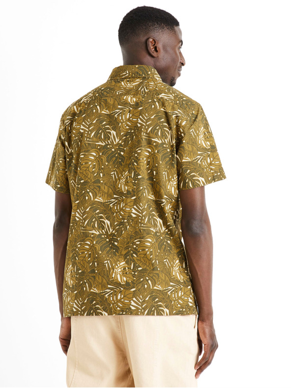 Celio Khaki színű, mintás férfi ing Celio Daprinti