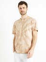 Celio Bézs színű férfi batikolt póló Celio Deswirl