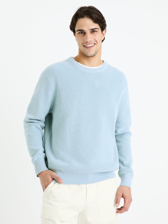 Celio Világoskék férfi basic pulóver Celio Gexter