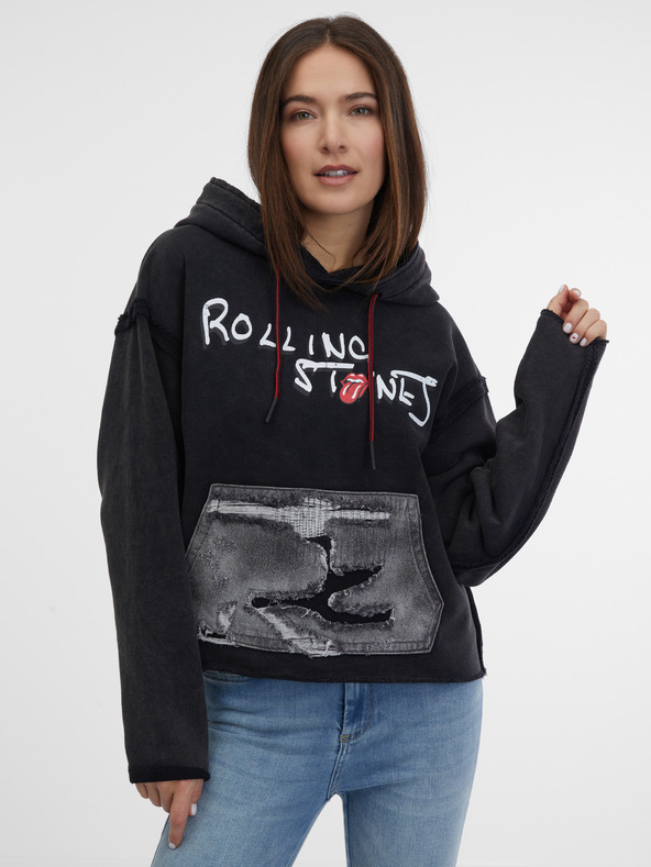 Desigual Fekete női Desigual Rolling kapucnis pulóver