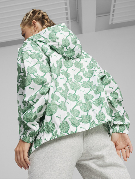 Puma Fehér és zöld női Puma Blossom AOP Windbreaker könnyű mintás dzseki Puma Blossom AOP Windbreaker könnyű mintás dzseki